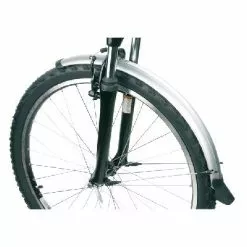 Messingschlager Paire De Garde Boue Pour Vélo 26 Pouces Avec Câble électrique - 60 Mm -Pièces pour vélos Nouveaux Produits garde boue argent avant et arriere pour velo 26 pouces 60 mm full 3