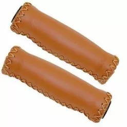 VELO Poignées De Guidon Vélo En Cuir Véritable Marron -Pièces pour vélos Nouveaux Produits poignees de guidon velo en cuir veritable marron full 3